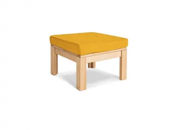 Столик-пуф журнальний MEXICO натурального кольору, матеріал - цільний бук, колір тканини - жовтий (загальний вигляд)