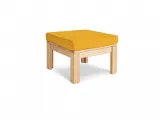 Столик-пуф журнальний MEXICO натурального кольору, матеріал - цільний бук, колір тканини - жовтий (загальний вигляд)