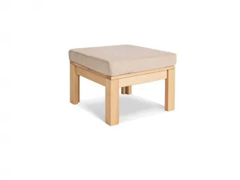 Купить Столик-пуф журнальный MEXICO натурального цвета, материал - цельный бук, цвет ткани - кремовый (общий вид)