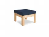 Столик-пуф журнальний MEXICO натурального кольору, матеріал - цільний бук, колір тканини - синій (загальний вигляд)
