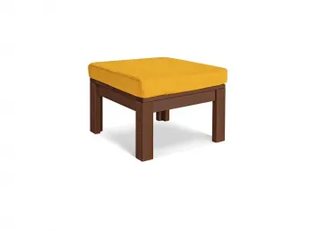 Столик-пуф журнальний MEXICO кольору горіх, матеріал - цільний бук, колір тканини - жовтий (загальний вигляд)