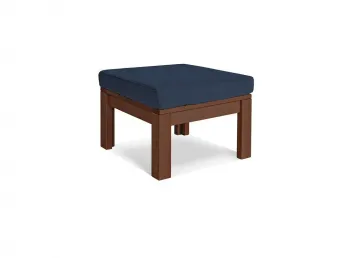 Столик-пуф журнальний MEXICO кольору горіх, матеріал - цільний бук, колір тканини - синій (загальний вигляд)