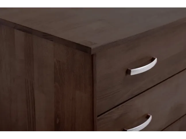 Комод Міледа темно-коричневого кольору, матеріал - зрощений бук (вигляд з кута)