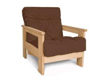 Крісло MEXICO натурального кольору, матеріал - цільний бук, колір тканини - коричневий (загальний вигляд)