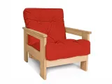 Крісло MEXICO натурального кольору, матеріал - цільний бук, колір тканини - червоний (загальний вигляд)