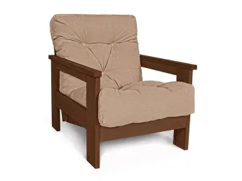 Крісло MEXICO кольору горіх, матеріал - цільний бук, колір тканини - бежевий (загальний вигляд)