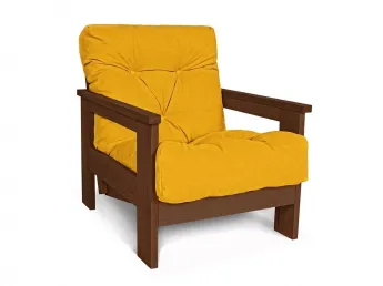 Крісло MEXICO кольору горіх, матеріал - цільний бук, колір тканини - жовтий (загальний вигляд)