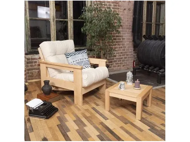 Крісло MEXICO натурального кольору, матеріал - цільний бук, колір тканини - кремовий (в інтер'єрі)