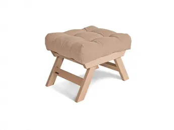 Пуф ALLEGRO натурального кольору, матеріал - цільний бук, колір тканини - бежевий (загальний вигляд)