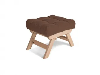 Пуф ALLEGRO натурального кольору, матеріал - цільний бук, колір тканини - коричневий (загальний вигляд)