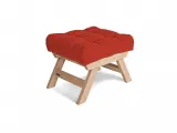 Пуф ALLEGRO натурального кольору, матеріал - цільний бук, колір тканини - червоний (загальний вигляд)