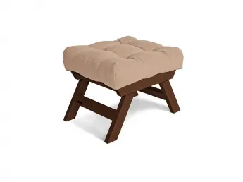 Пуф ALLEGRO кольору горіх, матеріал - цільний бук, колір тканини - бежевий (загальний вигляд)