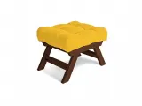 Пуф ALLEGRO кольору горіх, матеріал - цільний бук, колір тканини - жовтий (загальний вигляд)