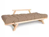 Диван-футон раскладной Allegro натурального цвета, материал - бук цельный, цвет ткани - бежевый (разложенный вид)