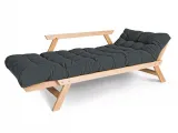 Диван-футон розкладний Allegro натурального кольору, матеріал - бук цільний, колір тканини - графітовий (вигляд розкладений 2)