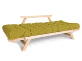 Диван-футон розкладний Allegro натурального кольору, матеріал - бук цільний, колір тканини - зелений (вигляд розкладений)