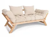 Диван-футон розкладний Allegro натурального кольору, матеріал - бук цільний, колір тканини - кремовий (загальний вигляд)