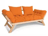 Купити Диван-футон розкладний Allegro натурального кольору, матеріал - бук цільний, колір тканини - оранжевий (загальний вигляд)