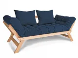 Диван-футон розкладний Allegro натурального кольору, матеріал - бук цільний, колір тканини - синій (загальний вигляд)