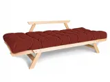Диван-футон розкладний Allegro натурального кольору, матеріал - бук цільний, колір тканини - червоний (вигляд розкладений)