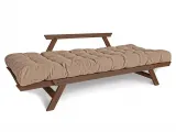 Диван-футон раскладной Allegro цвета орех, материал - бук цельный, цвет ткани - бежевый (разложенный вид)