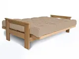 Диван-футон розкладний MEXICO натурального кольору, матеріал - бук цільний, колір тканини - бежевий (вигляд розкладений)