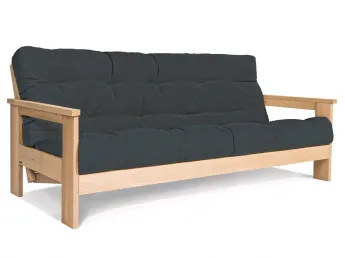 Диван-футон розкладний MEXICO натурального кольору, матеріал - бук цільний, колір тканини - графітовий (загальний вигляд)