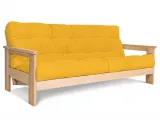Купить Диван-футон раскладной MEXICO натурального цвета, материал - бук цельный, цвет ткани - желтый (общий вид)