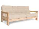 Диван-футон розкладний MEXICO натурального кольору, матеріал - бук цільний, колір тканини - кремовий (загальний вигляд)