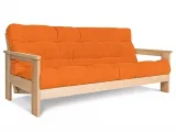 Диван-футон розкладний MEXICO натурального кольору, матеріал - бук цільний, колір тканини - оранжевий (загальний вигляд)