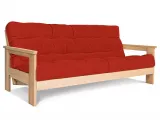 Диван-футон розкладний MEXICO натурального кольору, матеріал - бук цільний, колір тканини - червоний (загальний вигляд)