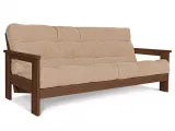 Диван-футон раскладной MEXICO цвета орех, материал - бук цельный, цвет ткани - бежевый (общий вид)