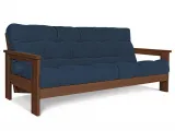 Диван-футон розкладний MEXICO кольору горіх, матеріал - бук цільний, колір тканини - синій (загальний вигляд)