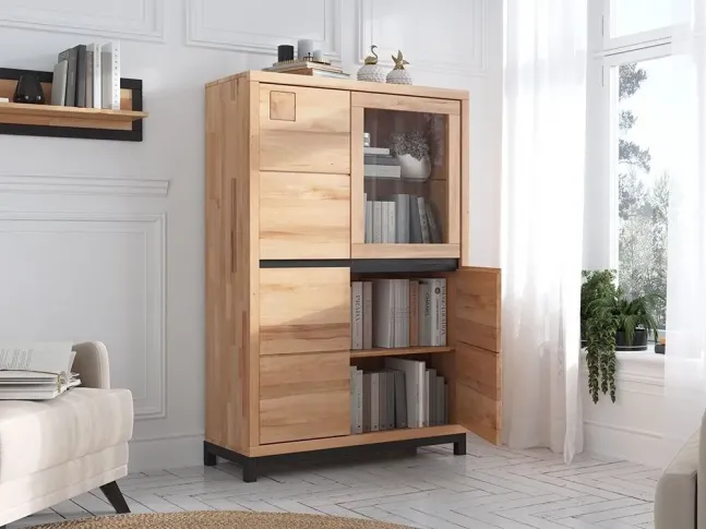 Буфет Франкфурт І натурального кольору, матеріал - бук зрощений\цільний (відкрита дверка)