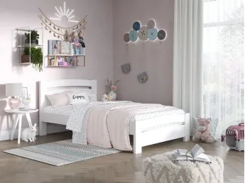 Ліжко Софія білого кольору, матеріал - бук зрощений (вигляд в інтер'єрі)