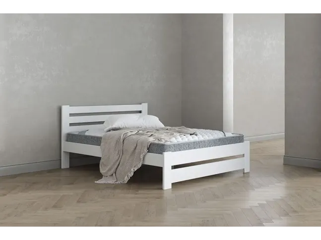 Ліжко Кароліна білого кольору, матеріал - бук зрощений (вигляд в інтер'єрі)