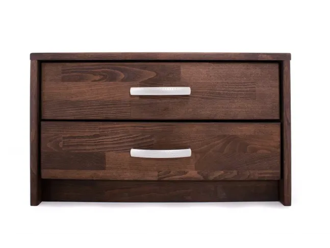 Тумбочка Лучана темно-коричневого кольору, матеріал - зрощений бук (вигляд спереду).
