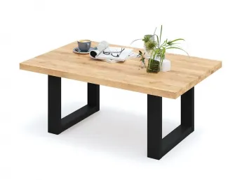 Стіл журнальний Франкфурт Вуд натурального кольору, матеріал - зрощений/цільний дуб (загальний вигляд з декором)