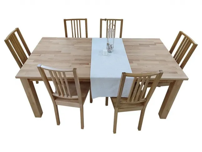 Стіл Тандем натурального кольору, зрощений бук (вигляд збоку)