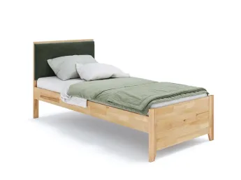 Ліжко підліткове Rainbow натурального кольору, колір тканини - оливка, матеріал - бук зрощений (загальний вигляд)