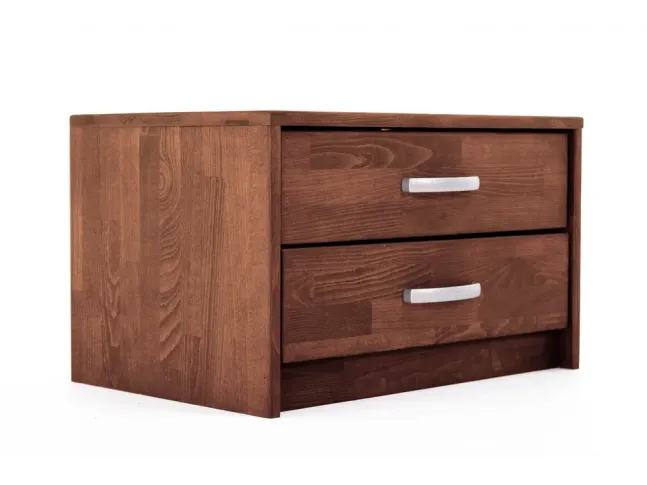 Тумбочка Лучана коричневого кольору, матеріал - зрощений бук (вигляд з кута).