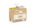 Тумбочку прикроватную Rainbow натурального/айвори цвета, материал сращенный/цельный бук (общий вид с декором)
