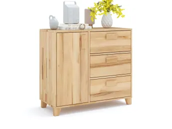 Комод Rainbow натурального кольору, матеріал зрощений/цільний бук (загальний вигляд з декором)