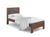 Ліжко Люкс Софт 90 х 200 кольору горіх, колір тканини - коричневий, матеріал - бук (загальний вигляд фон білий)