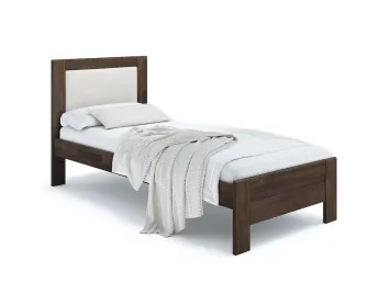 Ліжко Люкс Софт 90 х 200 кольору венге, колір тканини - молочний, матеріал - бук (загальний вигляд фон білий)