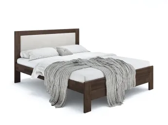 Ліжко Люкс Софт 160 х 200 кольору венге, колір тканини - молочний, матеріал - бук (загальний вигляд фон білий)