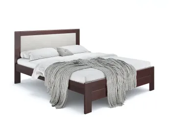 Ліжко Люкс Софт 160 х 200 кольору венге лак, колір тканини - молочний, матеріал - бук (загальний вигляд фон білий)