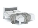 Ліжко Люкс Софт 160 х 200 білого кольору, колір тканини - платиновий, матеріал - бук (загальний вигляд фон білий)