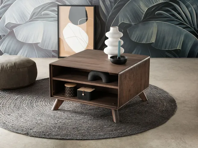 Стіл журнальний Groove I  кольору венге, матеріал - зрощений/цільний бук (загальний вигляд інтер'єр)