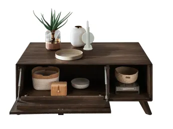 Купити Стіл журнальний Groove II  кольору венге, матеріал - зрощений/цільний бук (загальний вигляд з декором) 2